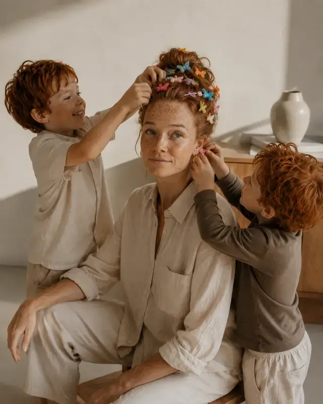 Coiffure improvisée entre frères