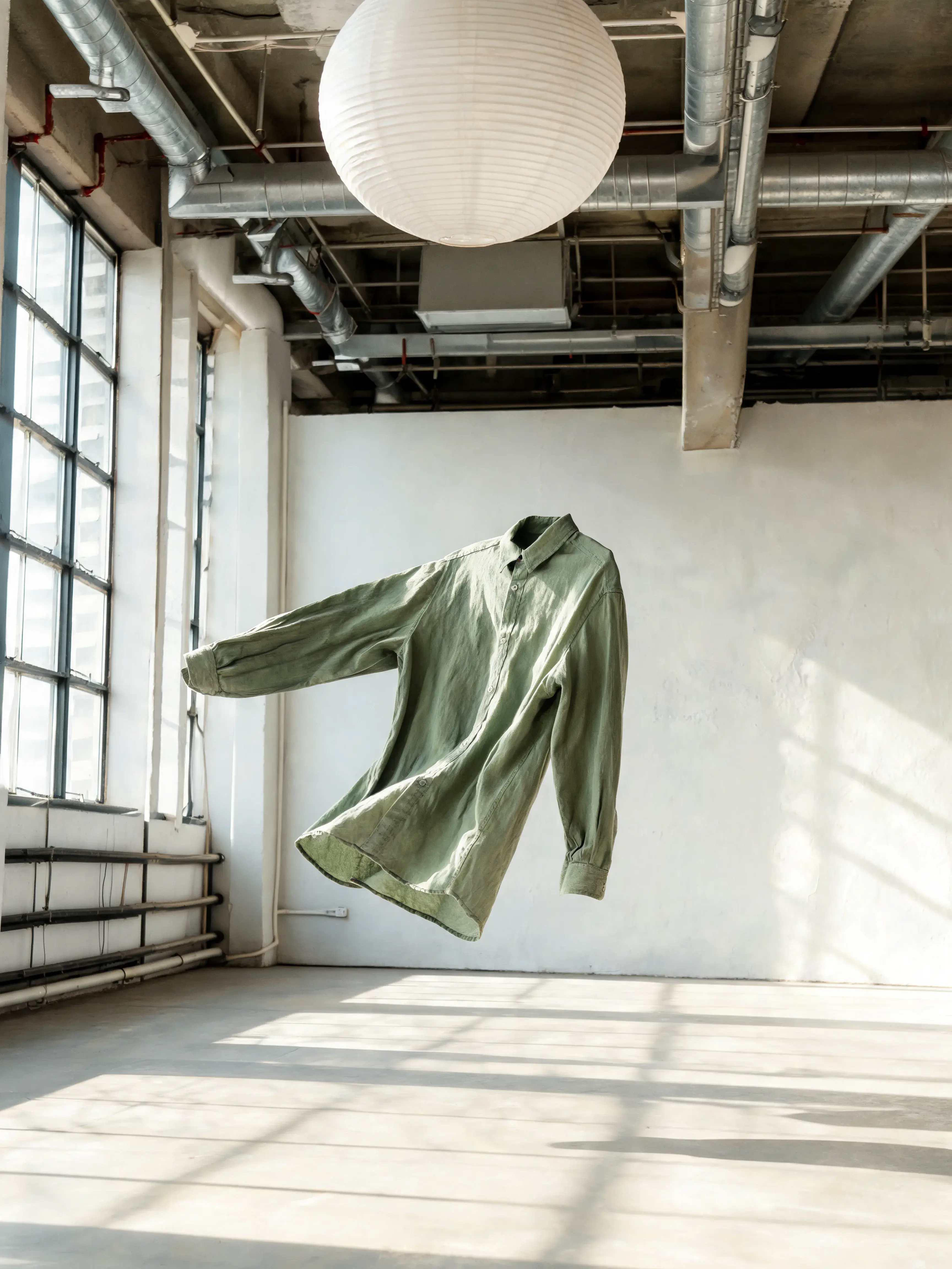 Chemise verte flottant espace industriel