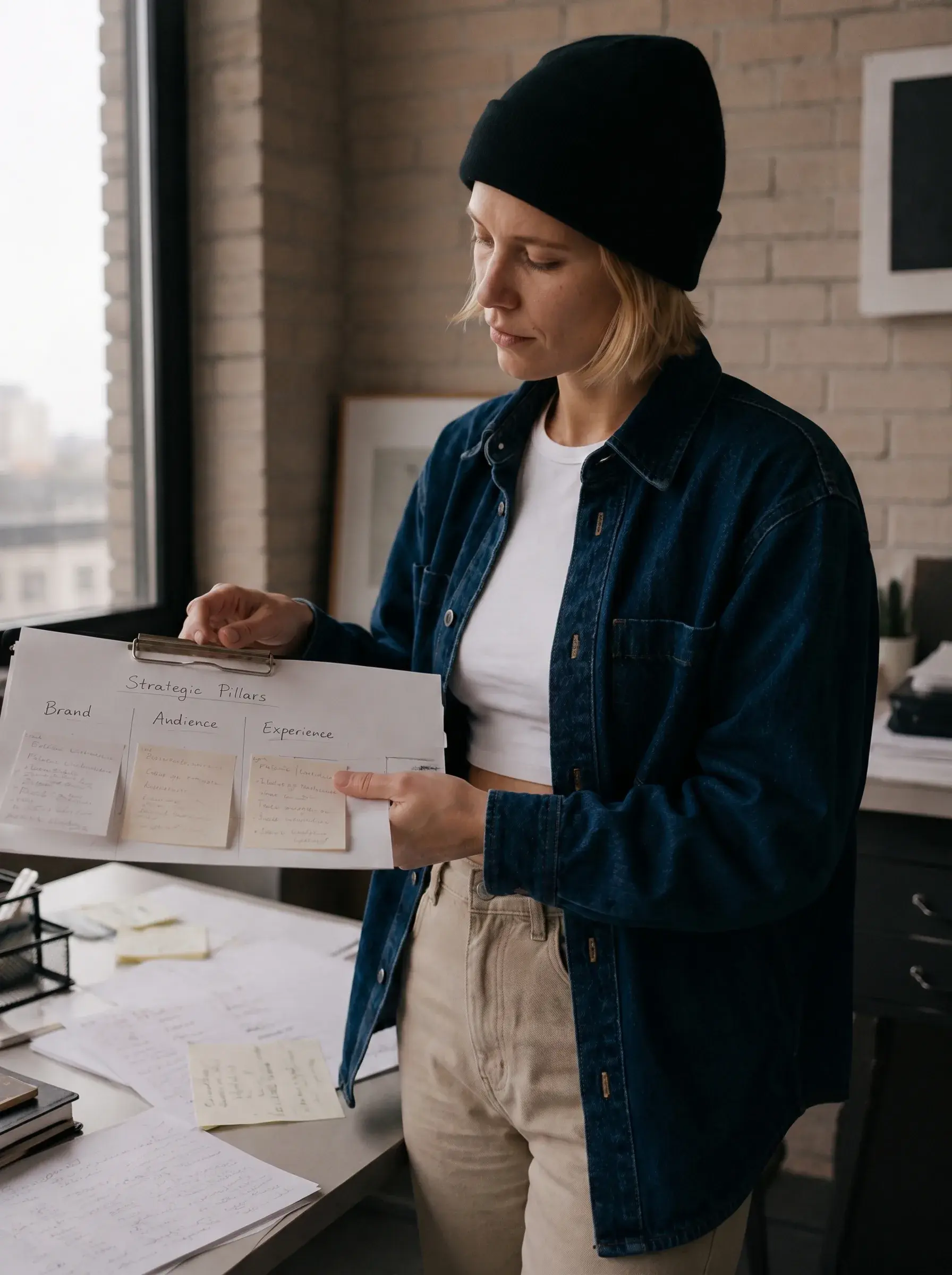 Directrice artistique – clipboard notes stratégiques, piliers de marque