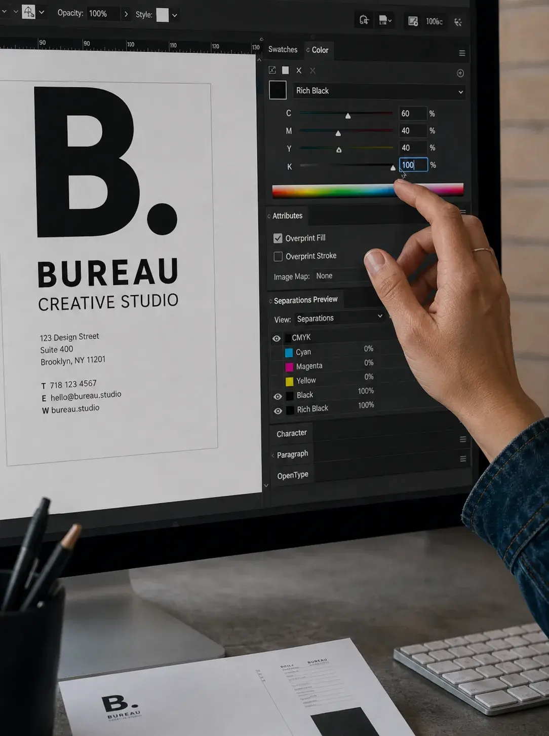 Écran ordinateur – logotype, séparation couleurs CMJN