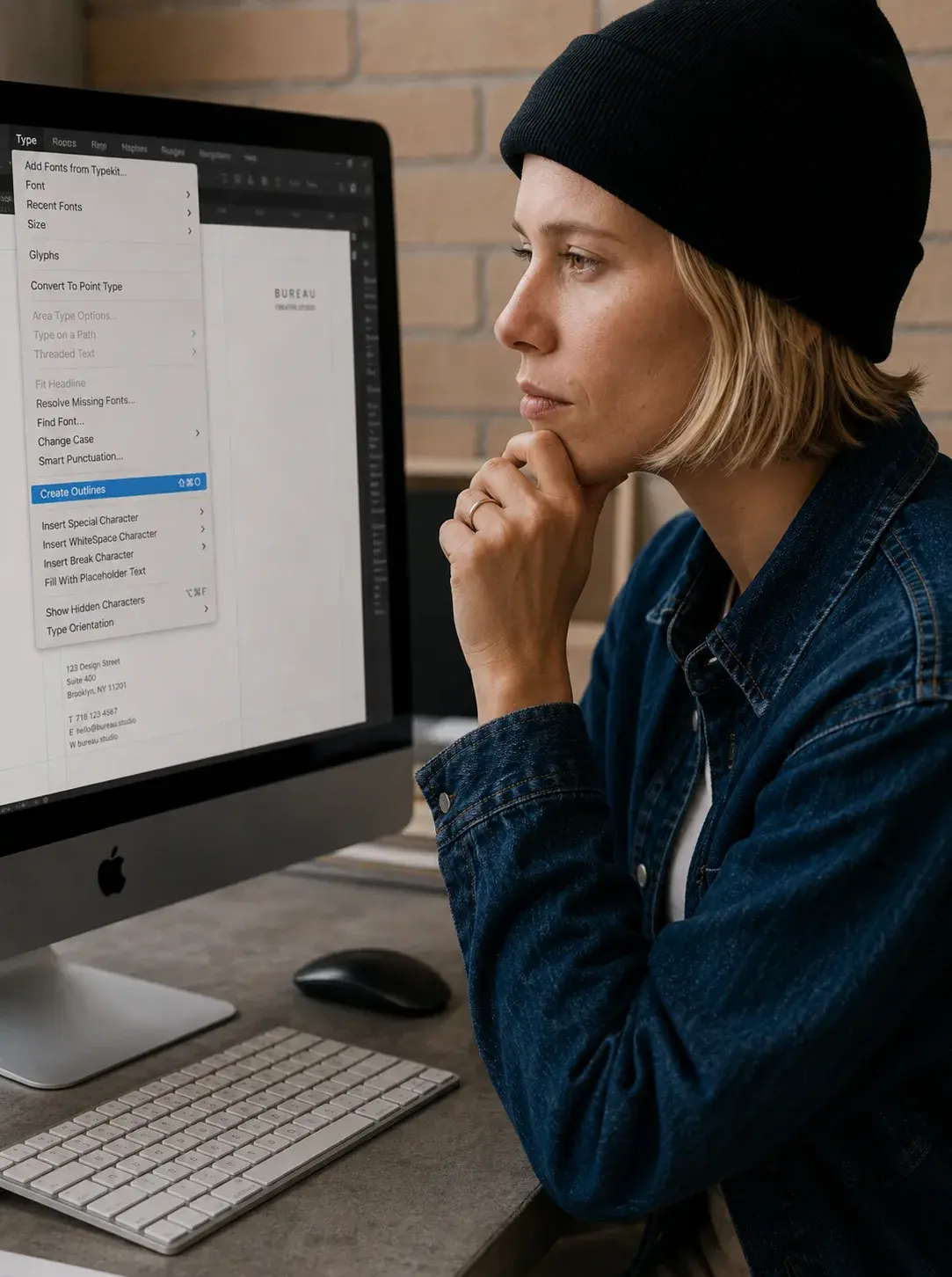 Graphiste ordinateur – menu typographie, mise en page, studio