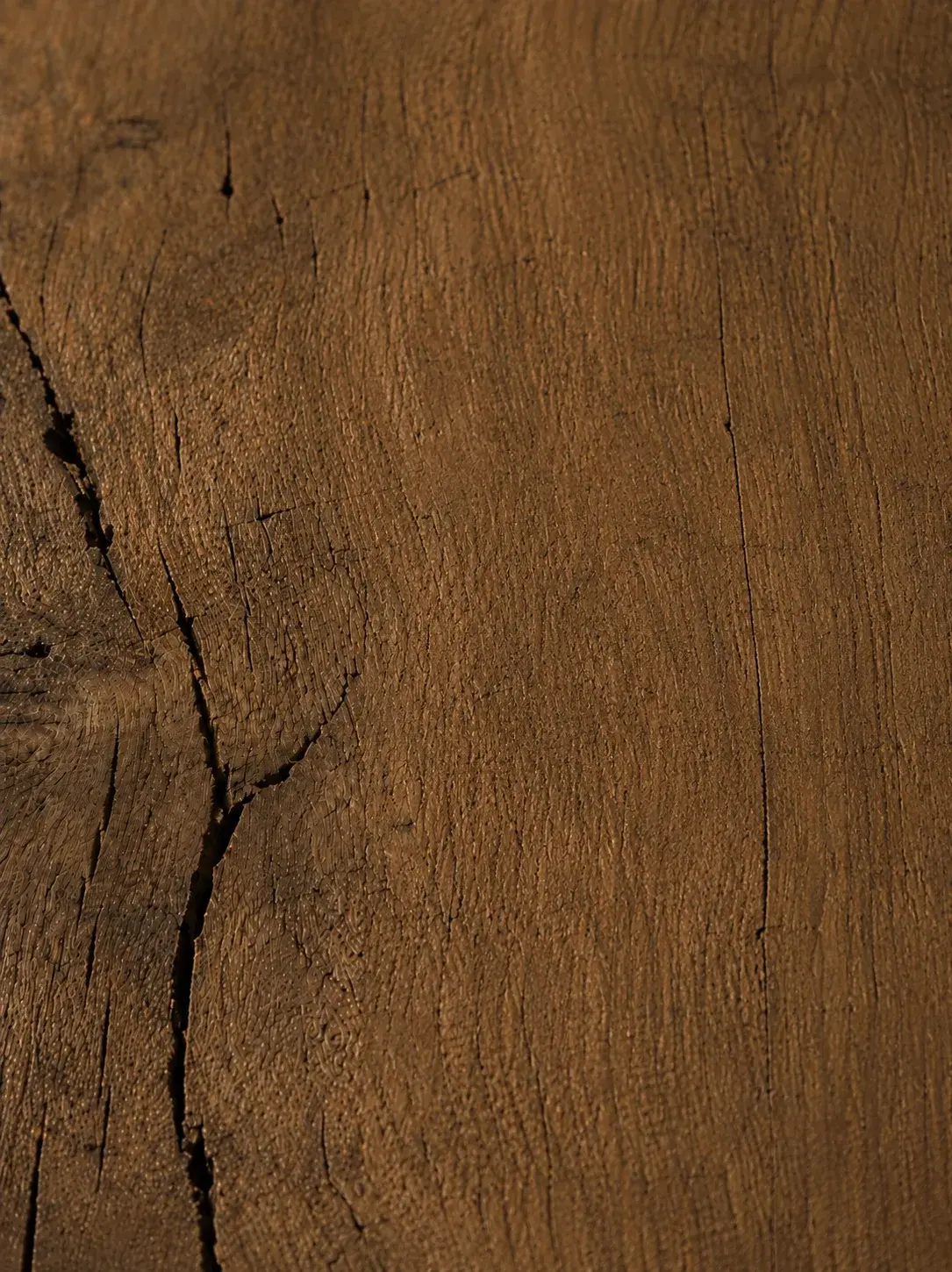 Gros plan de grain de bois foncé avec veines naturelles et nœuds en détail macro