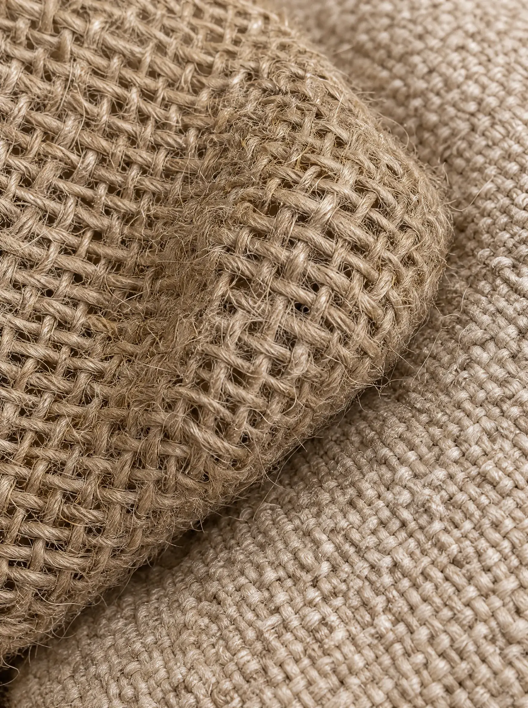 Macro textures – jute et maille naturelle beige – matières artisanales, gros plan, variante