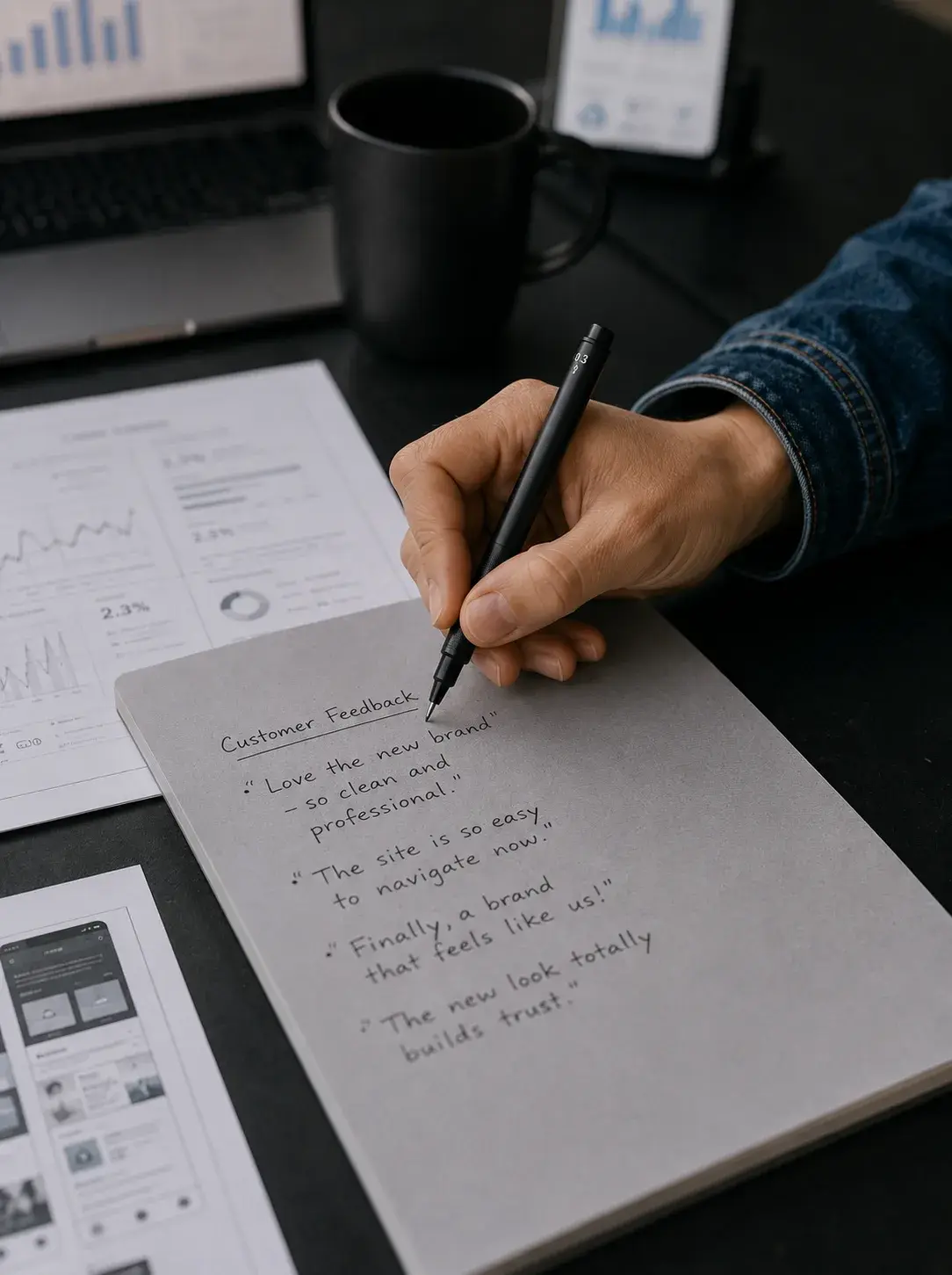 Prise de notes – retours clients, carnet, tableau de bord