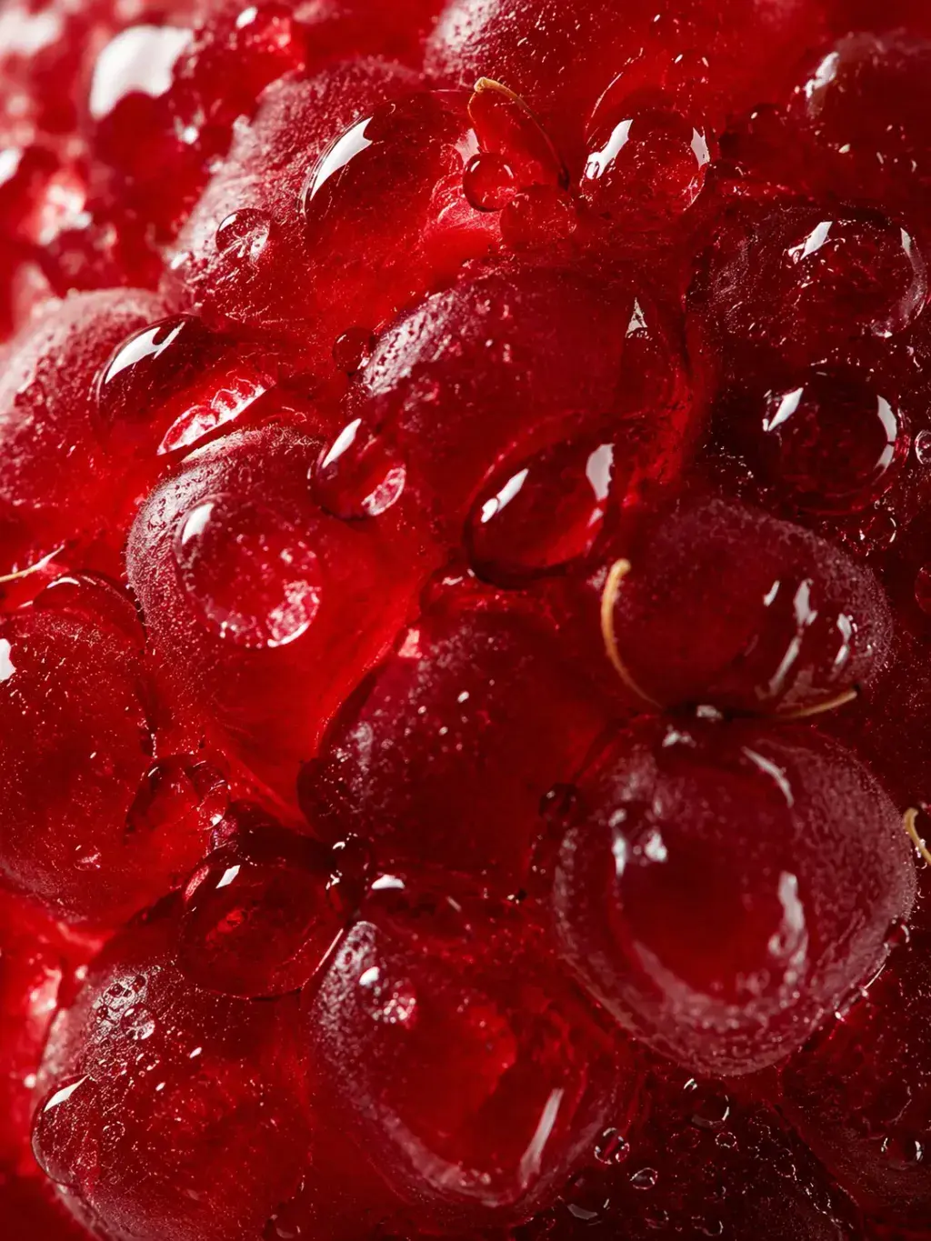 Texture macro de framboises rouges fraîches et brillantes