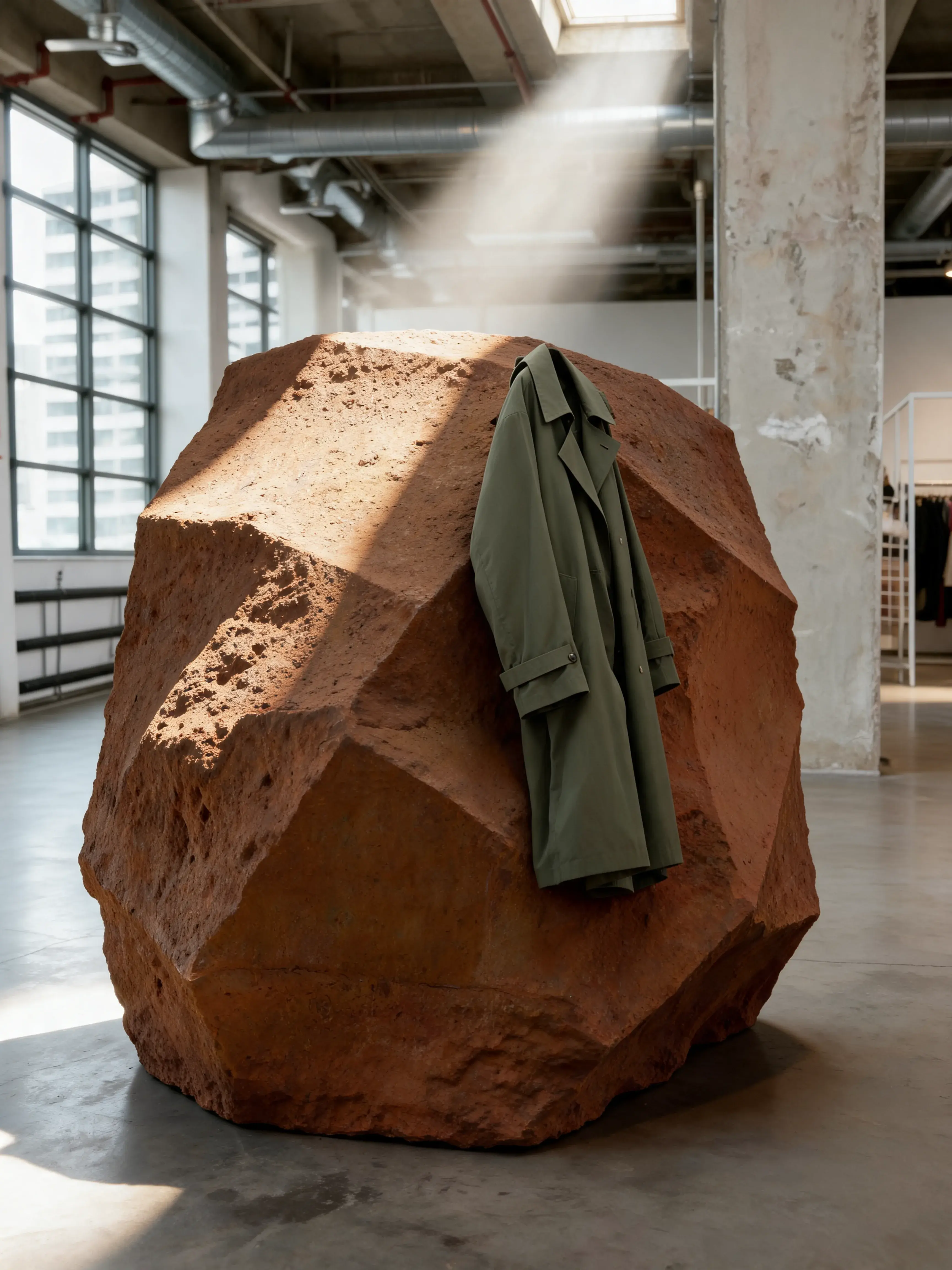 Veste militaire sur sculpture argile rouge