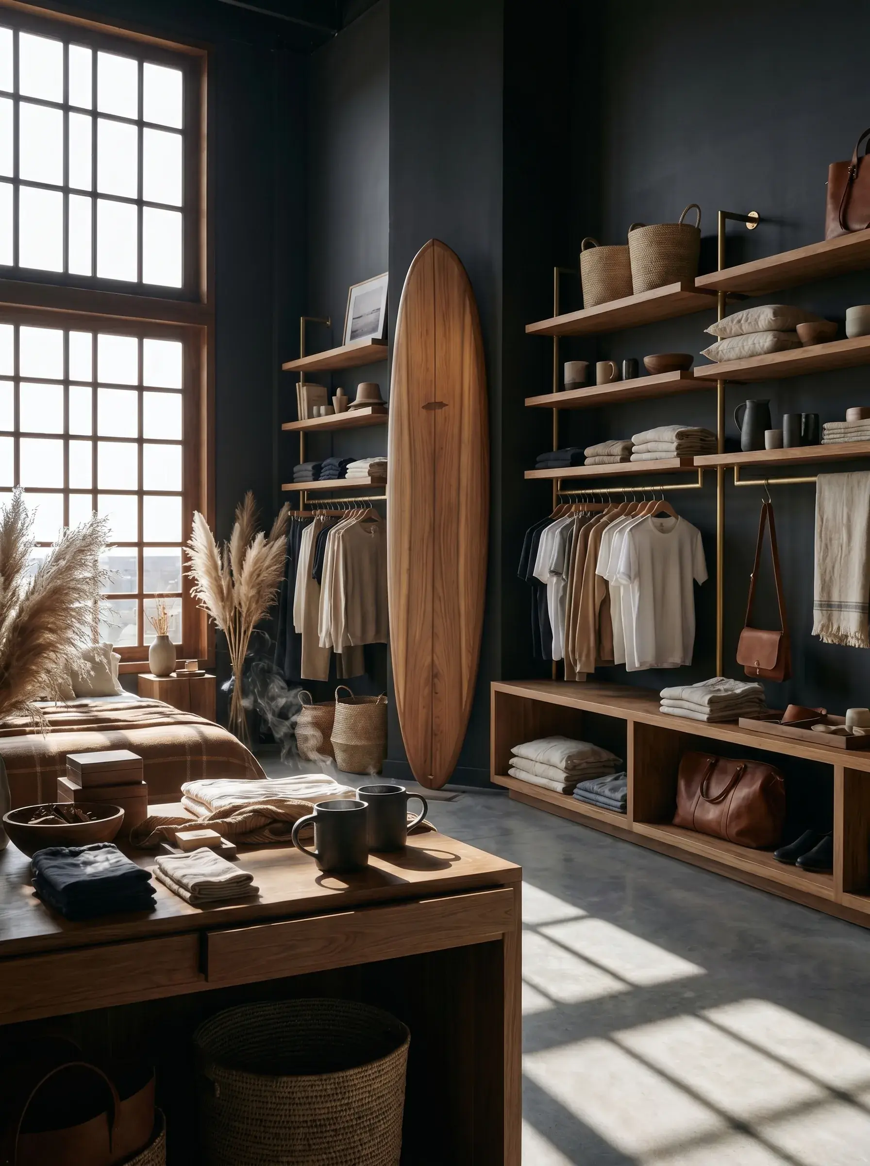 Vue d'ensemble d'une boutique lifestyle surf et mode